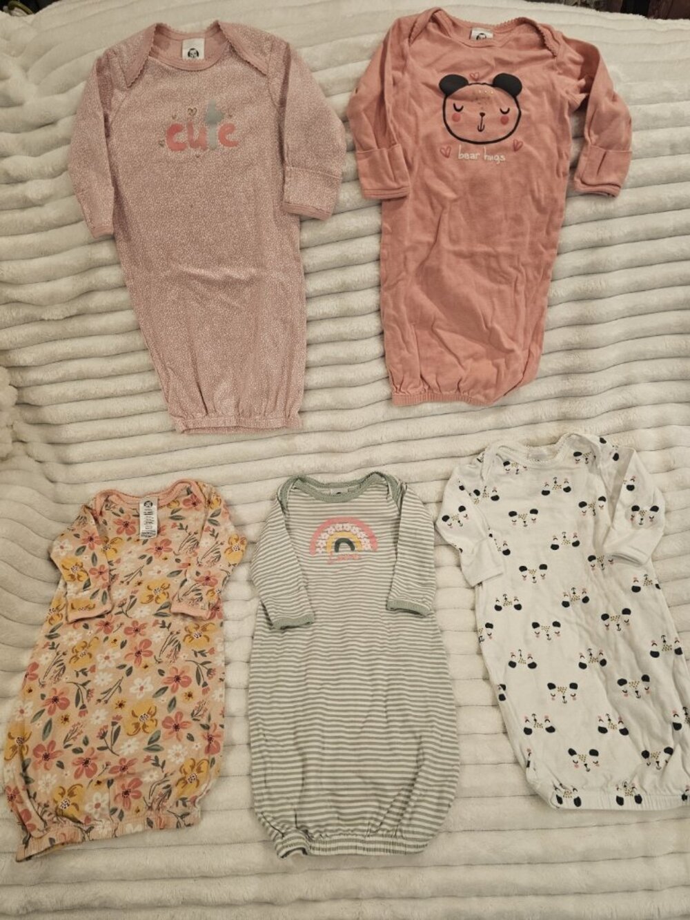 Gerber Baby Girl Infant Sleep Night Gown Long Sleeve Size 0-6 Months - Lot of 5